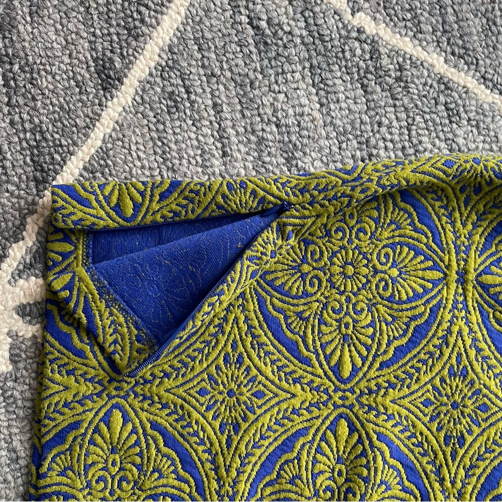 Anthropologie Olive and Navy Patterned Pencil Skirt - Picture 4 of 5